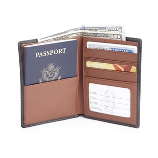 Royce Leather RFID Blocking Multicolor Genuine Leather Bifold Passport Currency Handcrafted Travel Wallet