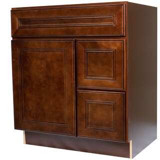 Everyday Cabinets 30-inch Cherry Mahogany Leo Saddle Bathroom Vanity Cabinet