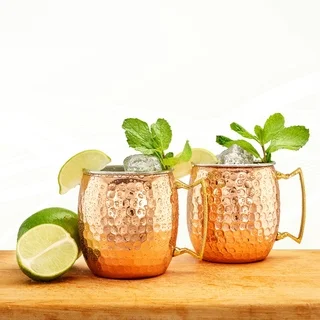 Old Dutch Hammered Solid Copper and Stainless Steel 2-ply 16-ounce Moscow Mule Mugs (Set of 2)