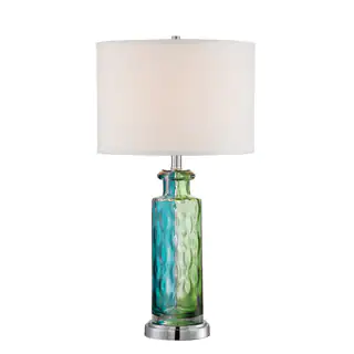 Tynice Blue/Green Glass and Fabric Table Lamp