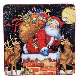Certified International Multi-color Ceramic 12.5-inch 'The Night Before Christmas' Square Platter