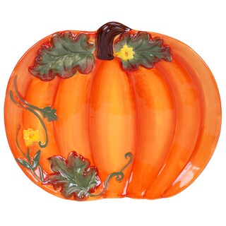 Certified International Botanical Harvest 3D Pumpkin Platter