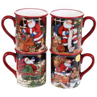 Certified International The Night Before Christmas 16-ounce Mugs with Assorted Designs (Pack of 4)