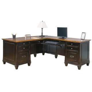 Hatherford Brown Wood L-shaped Desk