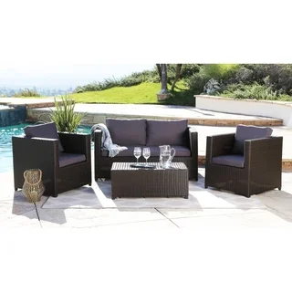 Abbyson Colette Grey Outdoor Wicker 4-piece Seating Set