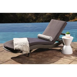 Abbyson Marcelle Grey Outdoor Wicker Chaise Lounge