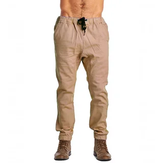Dirty Robbers Men's Khaki and Brown Cotton Design Jogging Pants