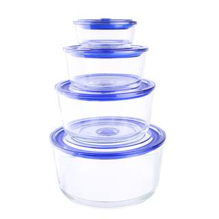 Kinetic GoGreen Glassworks Oven-safe Glass 8-piece Round Food Storage Container Set with Vacuum Lid