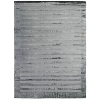 Exquisite Rugs Grey/Blue Viscose Wide Stripe Rug (12' x 15')