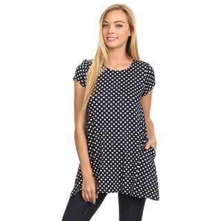 MOA Collection Women's Multicolor Rayon and Spandex Polka Dotted Tunic