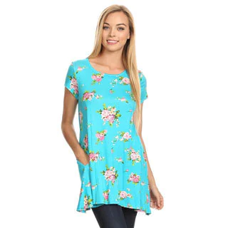 MOA Collection Women's Multicolor Rayon/Spandex Floral-pattern Shirt