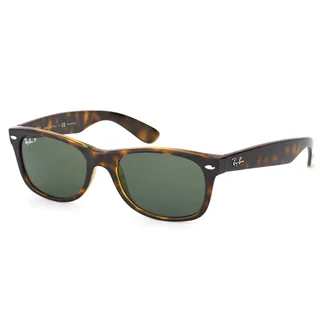 Ray-Ban RB 2132 902/58 New Wayfarer Tortoise Plastic Sunglasses With Green Polarized Lenses