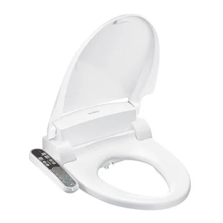 SmartBidet White Electric Bidet Seat with Attached Control Panel for Elongated Toilets