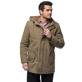 GH Bass Men's Woobie Lined Cotton Jacket With Hood Large Size in Khaki(As Is Item)