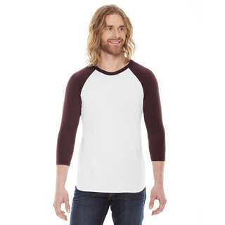 American Apparel Unisex White and Truffle Polyester and Cotton Baseball Raglan T-shirt