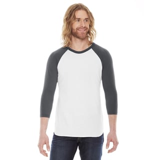 American Apparel Unisex White/Asphalt Polyester/Cotton Baseball Raglan T-shirt