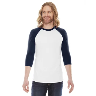 American Apparel Unisex Baseball White/Navy Poly/Cotton Raglan T-shirt