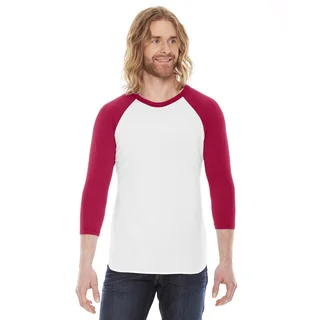 American Apparel Unisex Baseball White/Red Poly/Cotton Raglan T-Shirt
