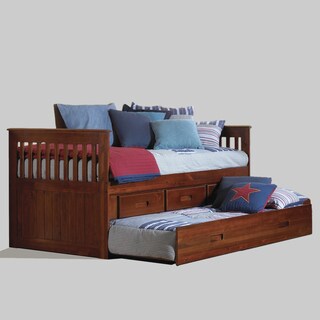 Merlot Solid Pine Wood 3-drawer Twin Rake Bed with Matching Entertainment Dresser