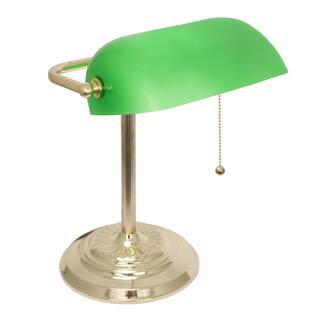 Light Accents Brass Finish Banker's Lamp with Green Glass Shade