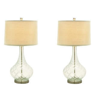 Urban Designs Euro Glass and Linen Table Lamp (Set of 2)