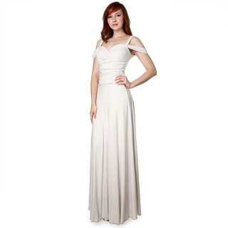 Evanese Women's Off-the-Shoulder Long Gown Medium Size in Creme(As Is Item)