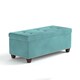 Handy Living Tufted Turquoise Blue Velvet Bench Storage Ottoman