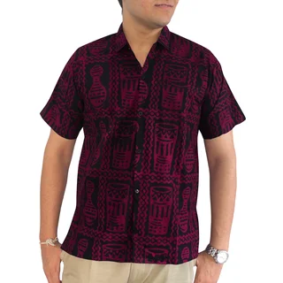 La Leela Men's Aloha Hawaii Pink 100-percent Cotton Casual Button-down Relaxed Fit Short-sleeve Shir