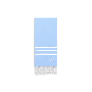 Authentic Ella Sky Blue Monogrammed Pestemal Fouta Turkish Cotton Hand/Kitchen Towel