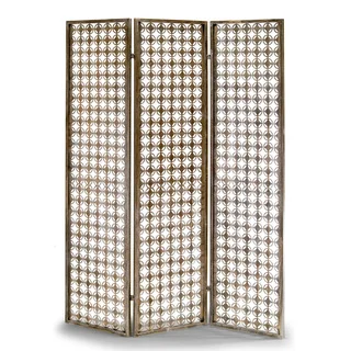 Abbey Three-panel Metal Folding Screen Antique-style Room Divider