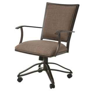 Homestead Caster Tan Brown Finish Steel and Linen Swivel Chair