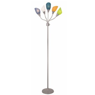 Light Accents Medusa Silver Metal Floor Lamp with Multicolored Acrylic Shades