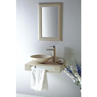 MTD Vanities Rome Natural Beige Galala Marble/Stone/Chrome 22-inch Single Vessel Sink Wall Mount Vanity Set