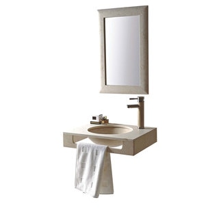 Rome Natural Beige Galala Marble Stone 24-inch Wall Mount Vanity Set With Single Undermount Sink