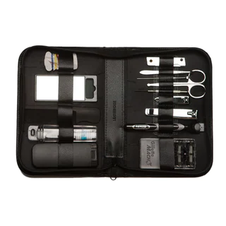 Black Leather 14-piece Grooming Set