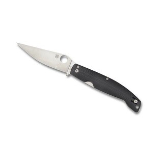 Spyderco Plain Edge Black G-10 3.92-inch Pattada Folding Knive