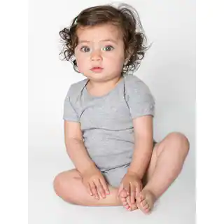 American Apparel Grey Cotton/Polyester Rib Short Sleeve Heather Infant Bodysuit