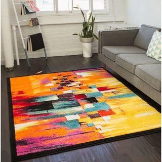 Well Woven Modern Squares Mid-Century Multi Area Rug (7'10 x 9'10)