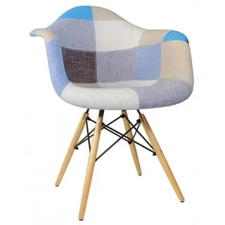 Woolen Fabric Eames Style Dining Armchair With Wood Eiffel Legs