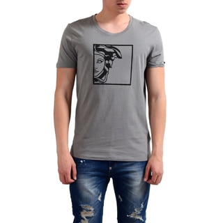 Versace Men's Collection Half Medusa Grey Cotton T-shirt