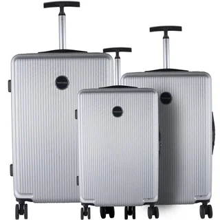 Murano Silver ABS/Aluminum/Nylon/Mesh 3-piece Lightweight Hardside Spinner Luggage Set