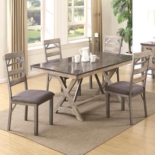 Craftsman Architectural Industrial Designed Dining Set with Natural Bluestone Laminated Top