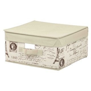 Paris Collection Tan Linen Non-woven Small Storage Box with Lid