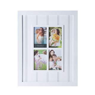 Melannco White Plastic Four-opening Slat Window 16-inch x 20-inch Collage Frame