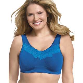 Just My Size Pure Comfort Women's Lace Trim Wirefree Bra with Back Close Velvet Evening