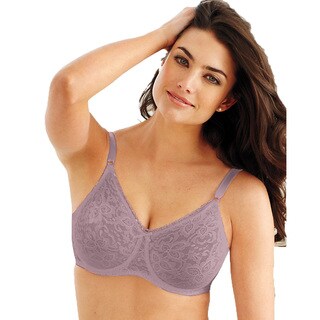 Bali Women's Purple Lace and Smooth Rosewood Nylon Underwire Bra