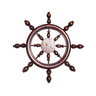 Handmade D-Art Mahogany Captain's Wheel Clock (Indonesia)