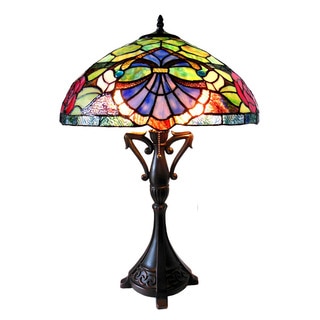 Chloe Tiffany Style Floral Design 2-light Antique Bronze Table Lamp