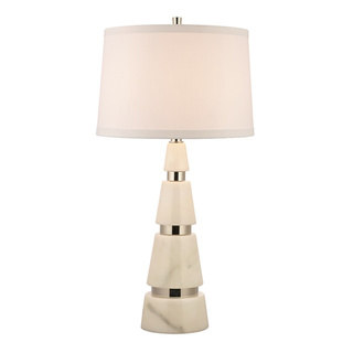 Hudson Valley Modena 1-light 32-inch Polished Nickel Marble Table Lamp, Cream