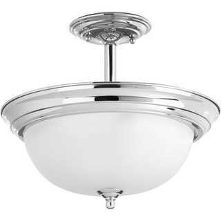 Progress Lighting Grey Porcelain/Steel Semi-flush Mount Convertible 2-light Dome Fixture